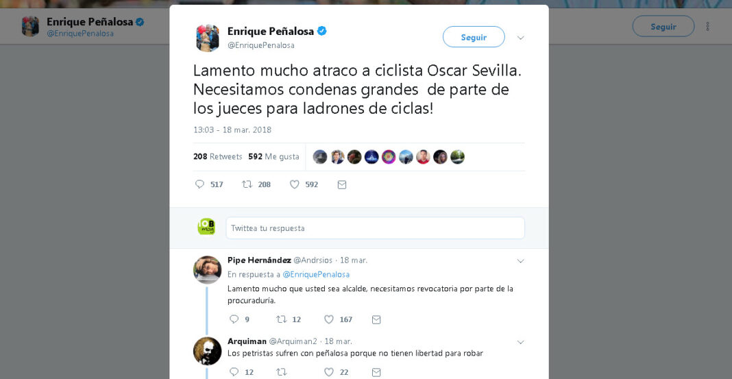 robo bicicleta a oscar sevilla
