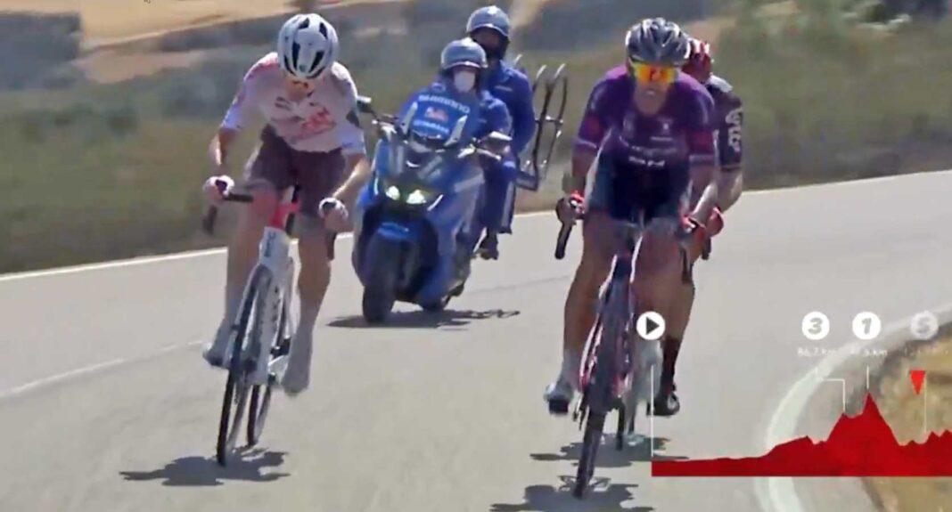 dani-navarro-burgos-bh-caida-vuelta-ciclista-espana-2021-averia-frenos-disco-shimano-dura-ace