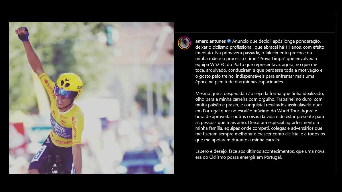 El ciclista profesional Amaro Antunes se retira a las 32 años